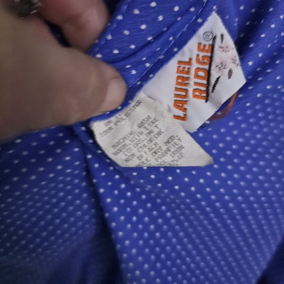 Vintage Laurel Ridge 70s Blue & White Polka Dot Pintuck Pleated Dress Size 15/16 - Picture 5 of 6